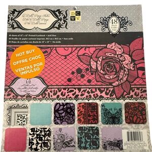 DCWV La Bella Rouge Stack 12x12 Cardstock 47 Sheets Glitter Foil CP-012-00591